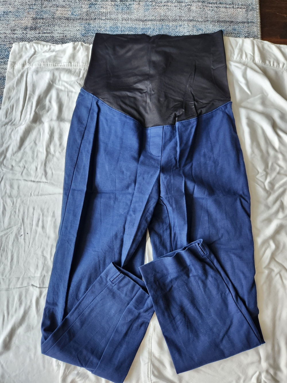 Maternity Navy Blue Over The Bump Dress Pants